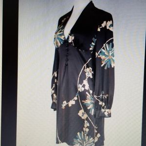 Chocolate Brown floral 100% silk dress PC